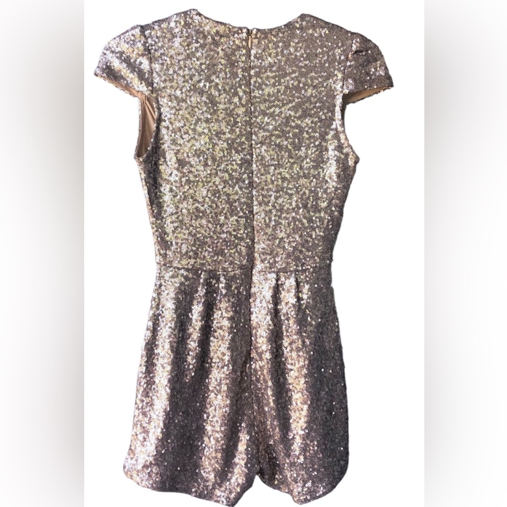 TOBI Glittering Gold Sequin Romper Size XS V- Neck ,Back Zipper,100%Polyamide. - Picture 5 of 14